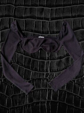 Princess Polly Black Long Sleeve Crop Top Off Shoulder Bustier Y2K